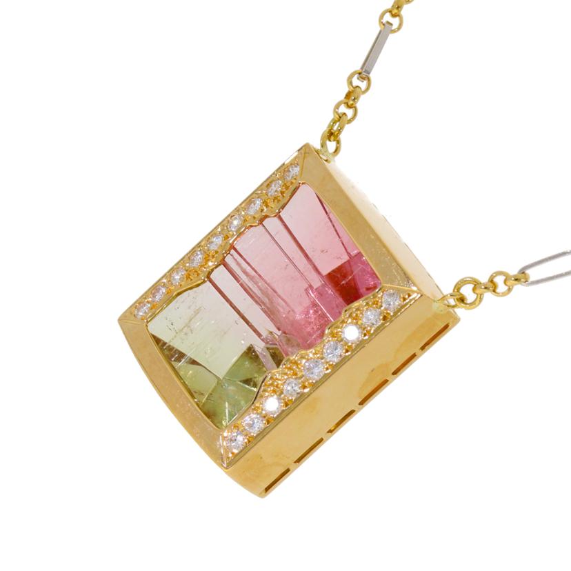 /◎K18パーティーカラートルマリンダイヤネックレス14.47/D0.38ct//ABランク/59