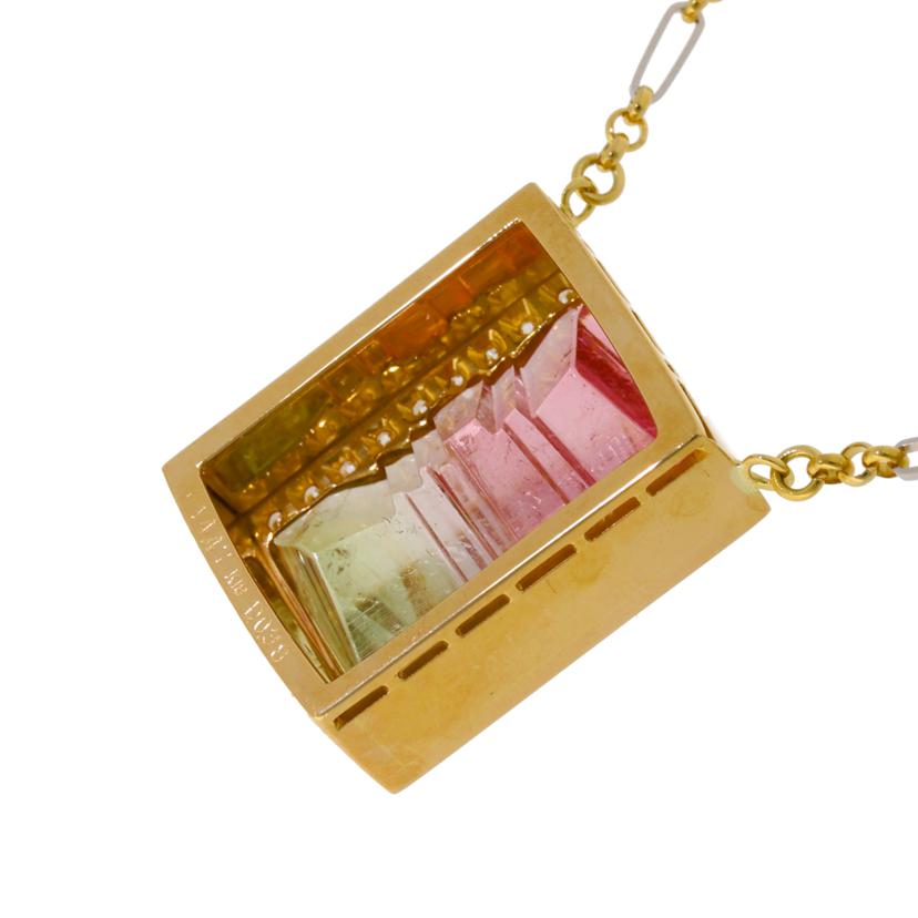 /◎K18パーティーカラートルマリンダイヤネックレス14.47/D0.38ct//ABランク/59