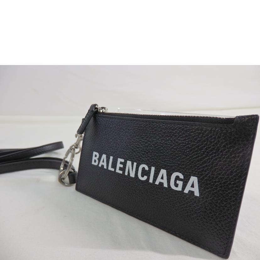 BALENCIAGA バレンシアガ/カードケース/ネックストラップ/キーリング付き/黒/594548//Aランク/84