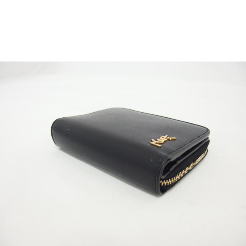 SAINT LAURENT サンローラン/タイニーモノグラム/ラウンドファスナー二つ折り財布/ブラック/GUE635263//062*/ABランク/04