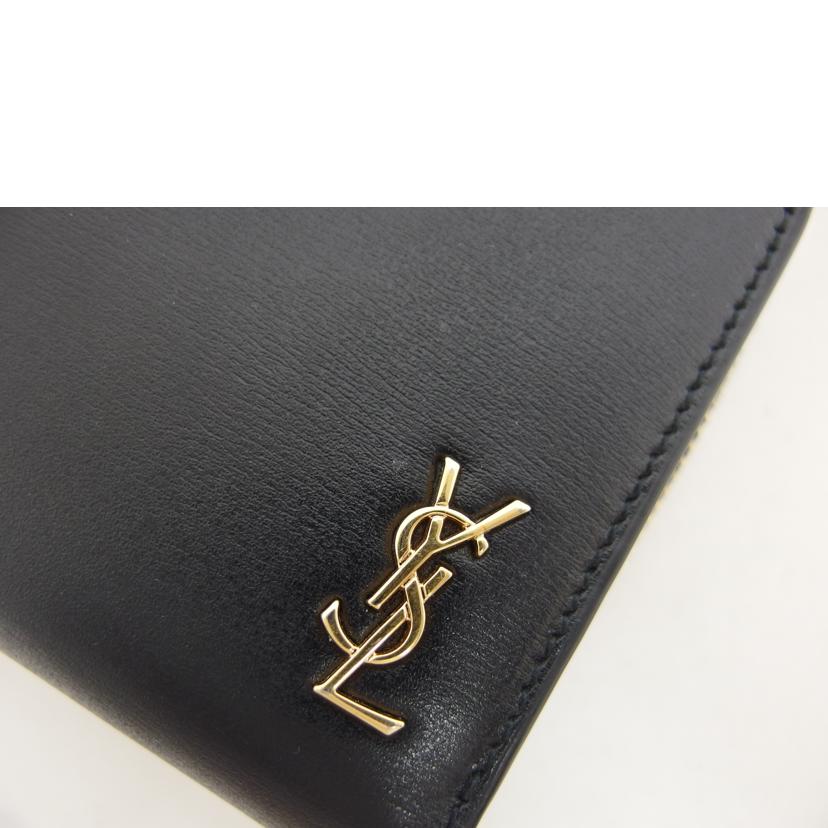 SAINT LAURENT サンローラン/タイニーモノグラム/ラウンドファスナー二つ折り財布/ブラック/GUE635263//062*/ABランク/04