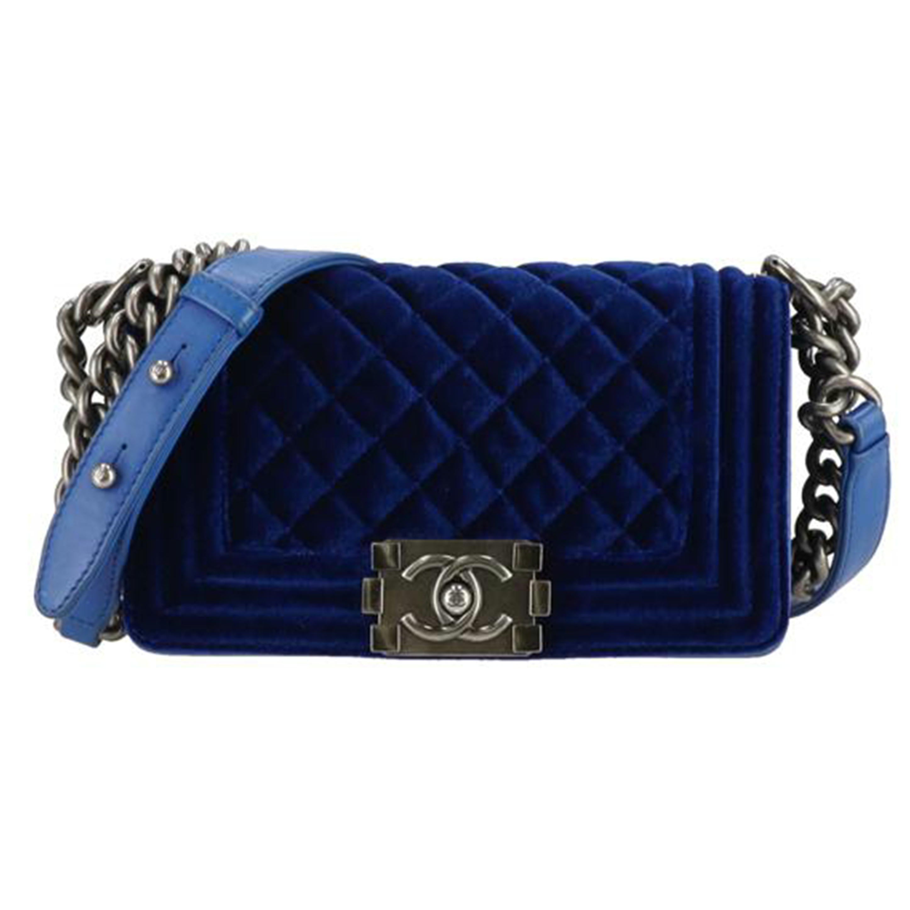 CHANEL シャネル/ボーイシャネルチェーンショルダーバッグ/ブルー/ベロア/A67085//173*****/ABランク/40