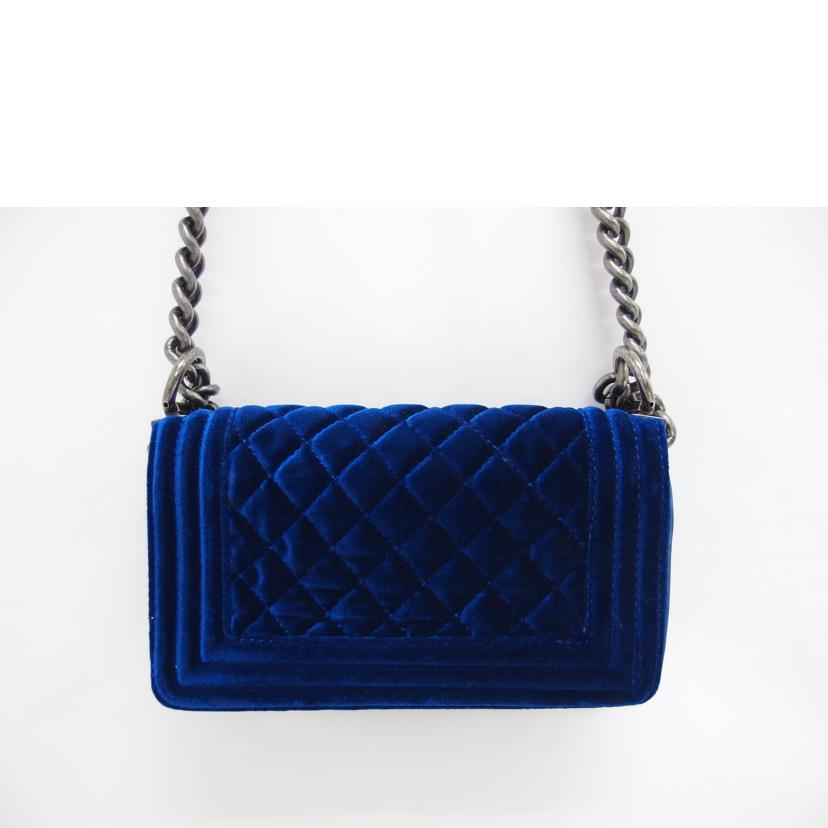 CHANEL シャネル/ボーイシャネルチェーンショルダーバッグ/ブルー/ベロア/A67085//173*****/Aランク/04