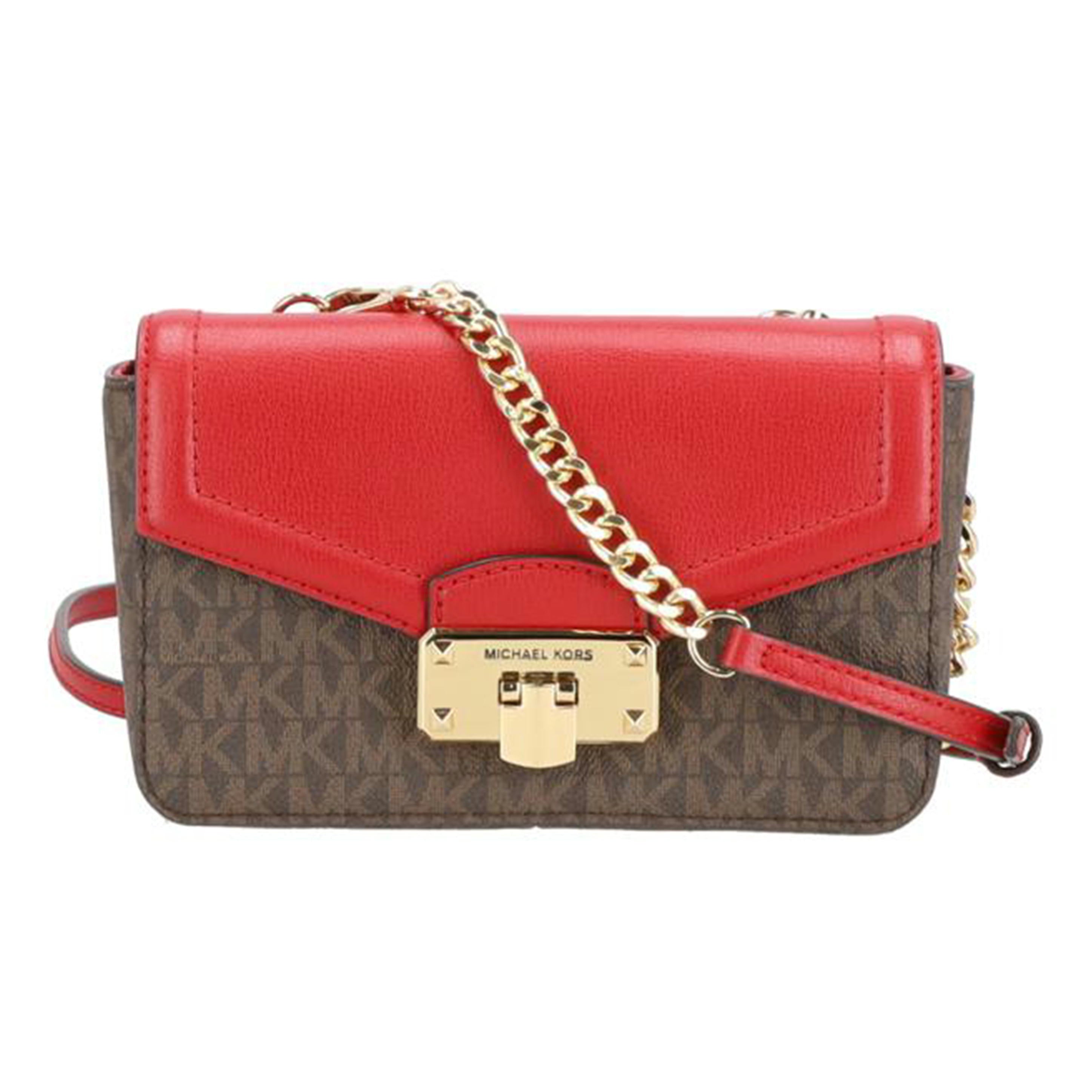 MICHAEL KORS マイケルコース/レザーMK柄フラップチェーンショルダー 赤/35H9GYKC6B//ABランク/42