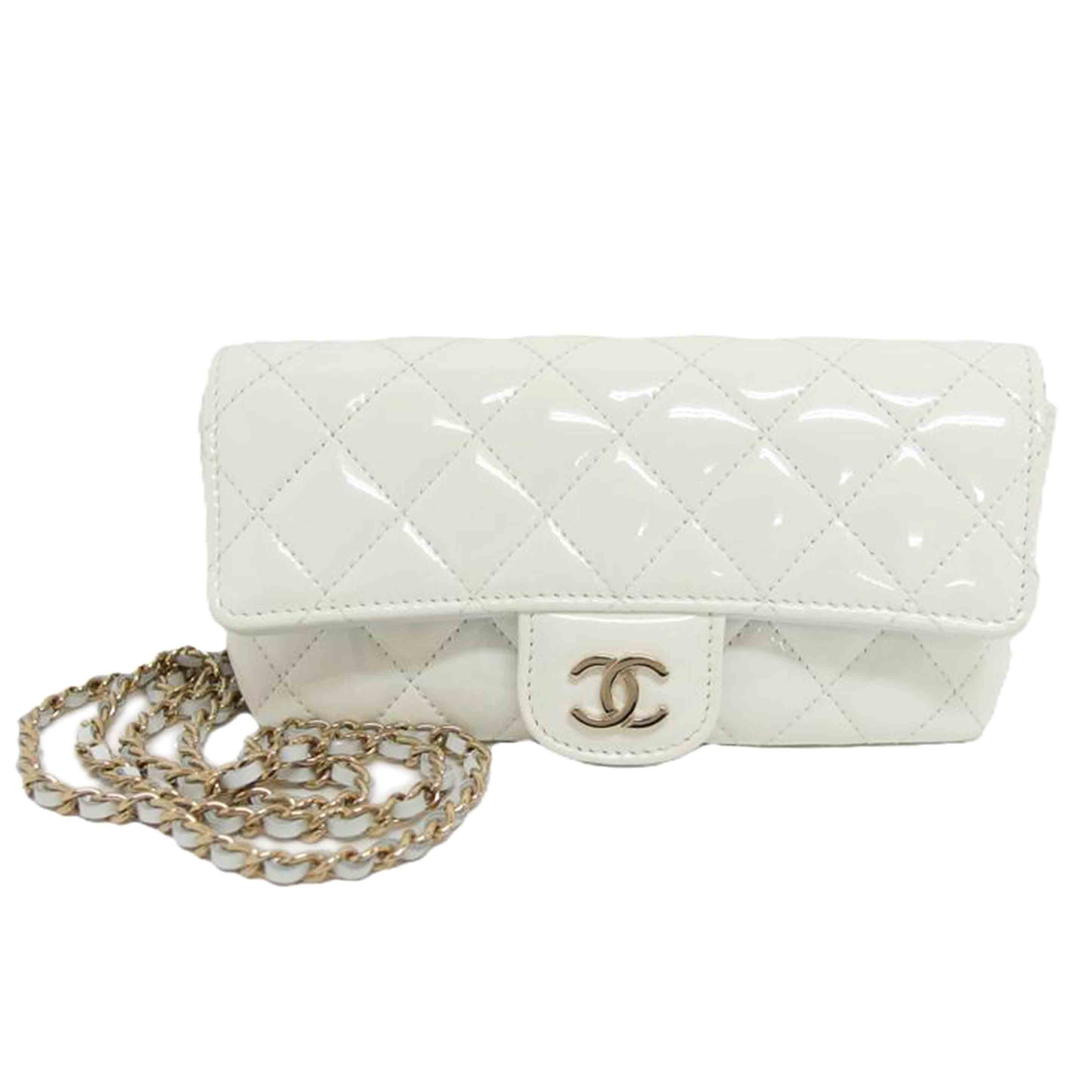 CHANEL シャネル/チェーンショルダーメガネケース/パテント/ホワイト//315*****/SAランク/04