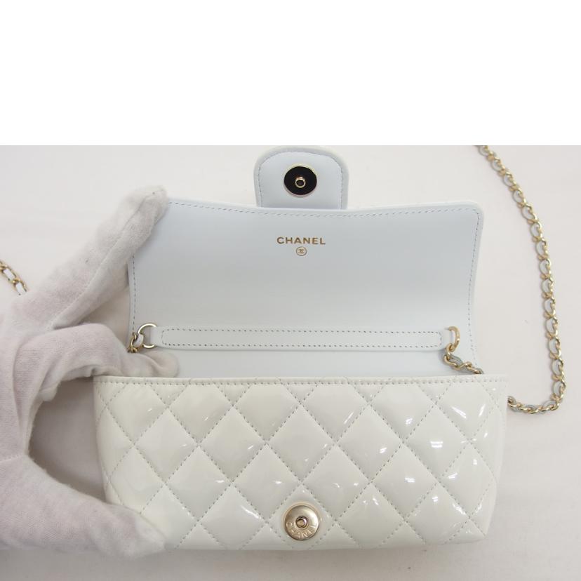 CHANEL シャネル/チェーンショルダーメガネケース/パテント/ホワイト//315*****/SAランク/04
