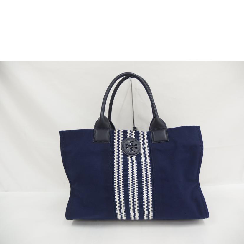 TORY BURCH トリーバーチ/トートバッグ/ネイビー/ホワイト/キャンバス//Aランク/82