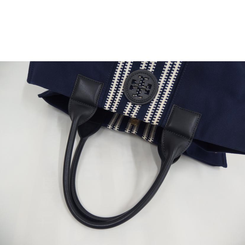 TORY BURCH トリーバーチ/トートバッグ/ネイビー/ホワイト/キャンバス//Aランク/82