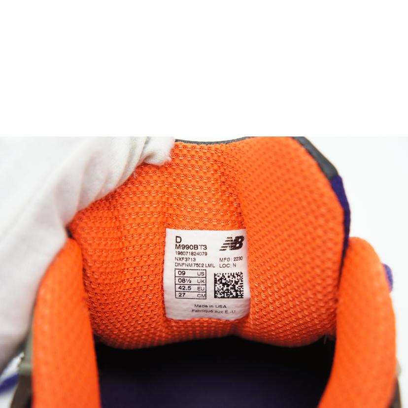 NB ニューバランス/990V3/カーキ/オレンジ/M990BT3//サイズ:27cm/Aランク/75