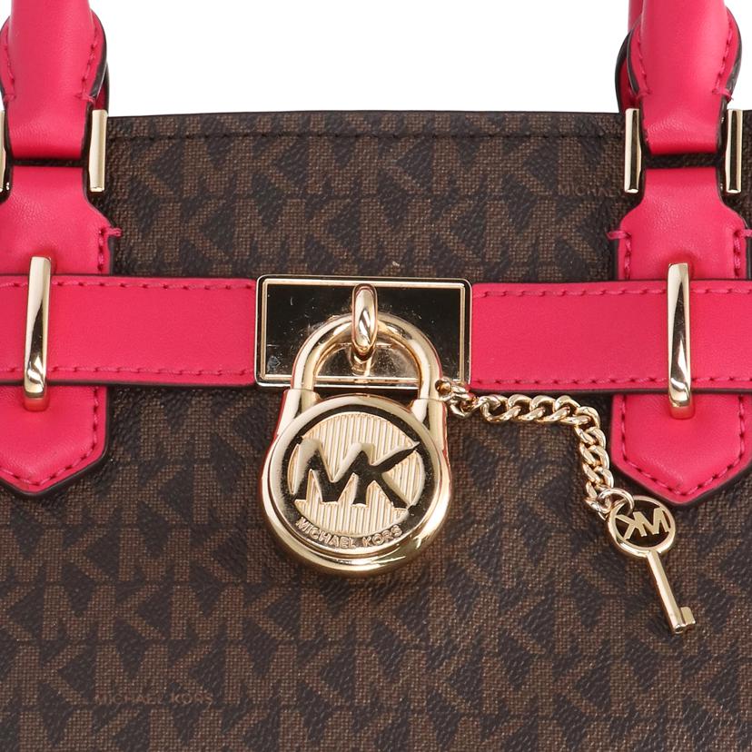 MICHAEL KORS マイケルコース/レザーロゴ柄ハンド ブラウン×ピンク/35F1GHMS1B//ABランク/42