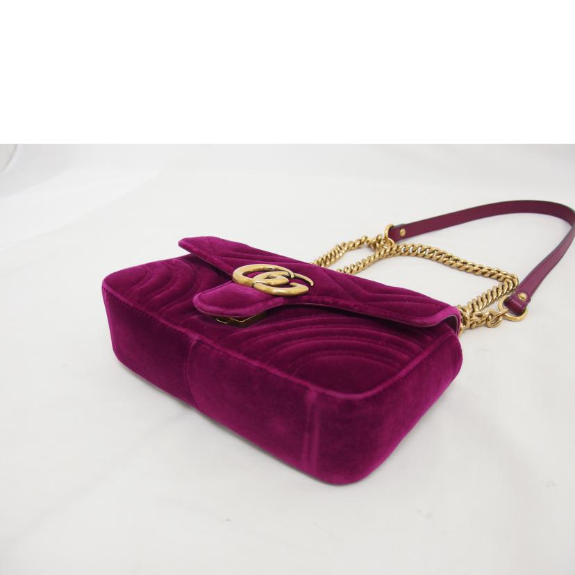 GUCCI グッチ/GGマーモント/ベロアミニチェーンショルダー/パープル/446744//527***/Aランク/04