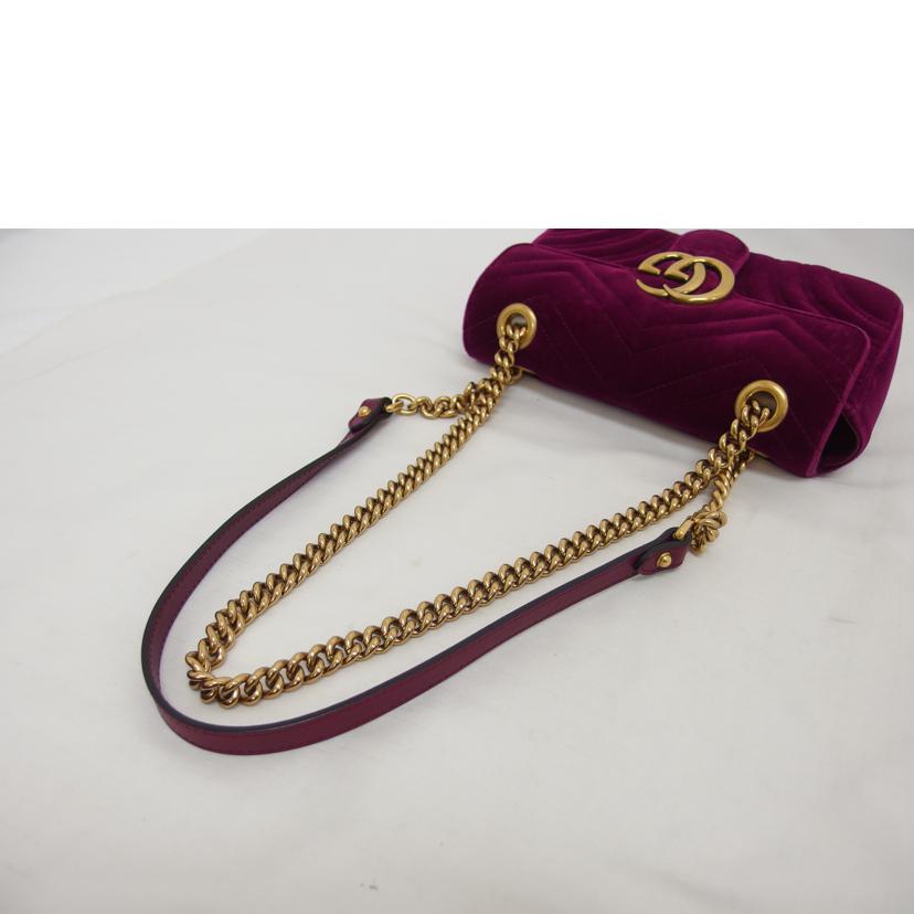 GUCCI グッチ/GGマーモント/ベロアミニチェーンショルダー/パープル/446744//527***/Aランク/04
