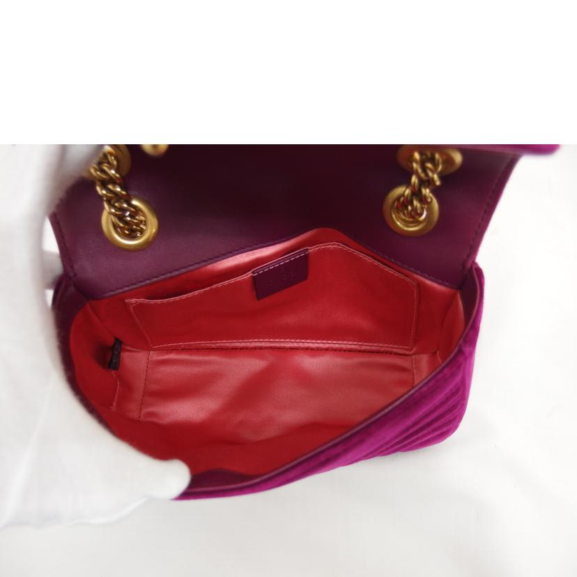 GUCCI グッチ/GGマーモント/ベロアミニチェーンショルダー/パープル/446744//527***/Aランク/04
