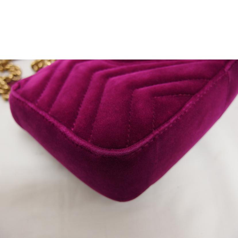GUCCI グッチ/GGマーモント/ベロアミニチェーンショルダー/パープル/446744//527***/Aランク/04