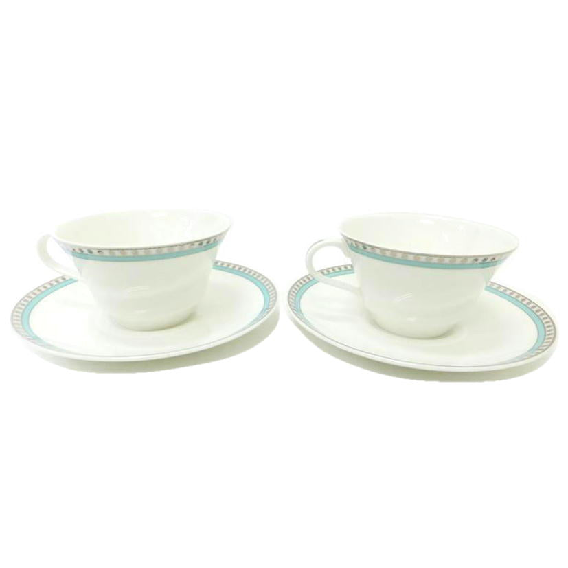 TIFFANY&Co. ティファニー/ペアカップ&ソーサー/プラチナブルーバンド//3634 1955/Aランク/88