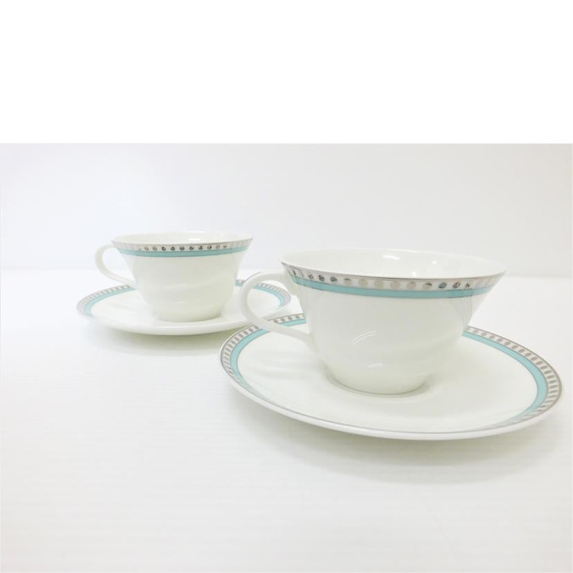 TIFFANY&Co. ティファニー/ペアカップ&ソーサー/プラチナブルーバンド//3634 1955/Aランク/88