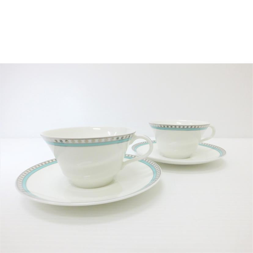 TIFFANY&Co. ティファニー/ペアカップ&ソーサー/プラチナブルーバンド//3634 1955/Aランク/88