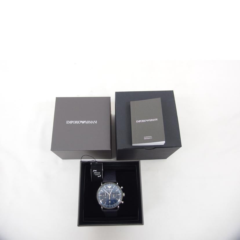 EMPORIO ARMANI エンポリオアルマーニ/ブルー文字盤/クロノグラフ/デイトウォッチ/クォーツ/AR-11105//231***/Aランク/04