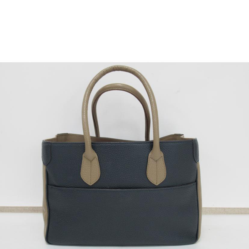 ADMJ/ハンドバッグ/レザー/ネイビー&グレージュ//Aランク/63