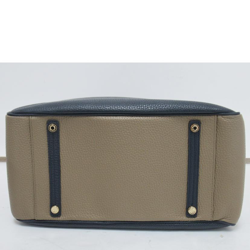 ADMJ/ハンドバッグ/レザー/ネイビー&グレージュ//Aランク/63