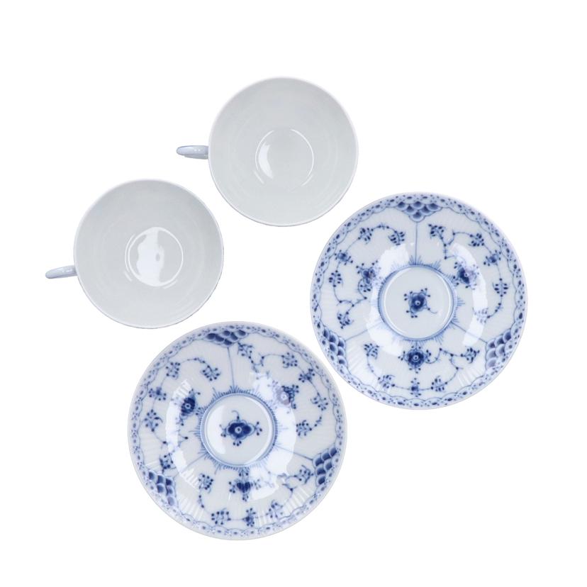Royal Copenhagen ロイヤルコペンハーゲン/ペアカップ&ソーサー・ケーキ皿/Blue Fluted Half Lace//SAランク/93
