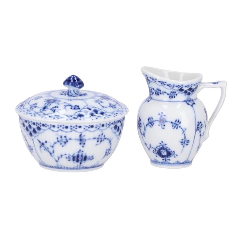 Royal Copenhagen ロイヤルコペンハーゲン/シュガーボウル・クリーマーセット/Blue Fluted Half Lace//Sランク/93