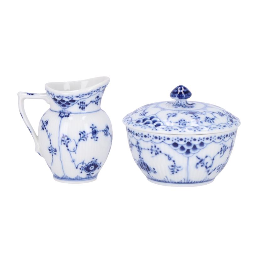 Royal Copenhagen ロイヤルコペンハーゲン/シュガーボウル・クリーマーセット/Blue Fluted Half Lace//Sランク/93