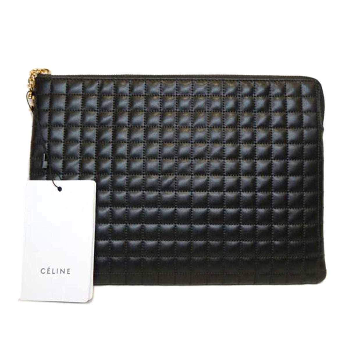 CELINE /キルティングラムレザージップクラッチバッグCチャーム/10B813BFL//S-1******/SAランク/92