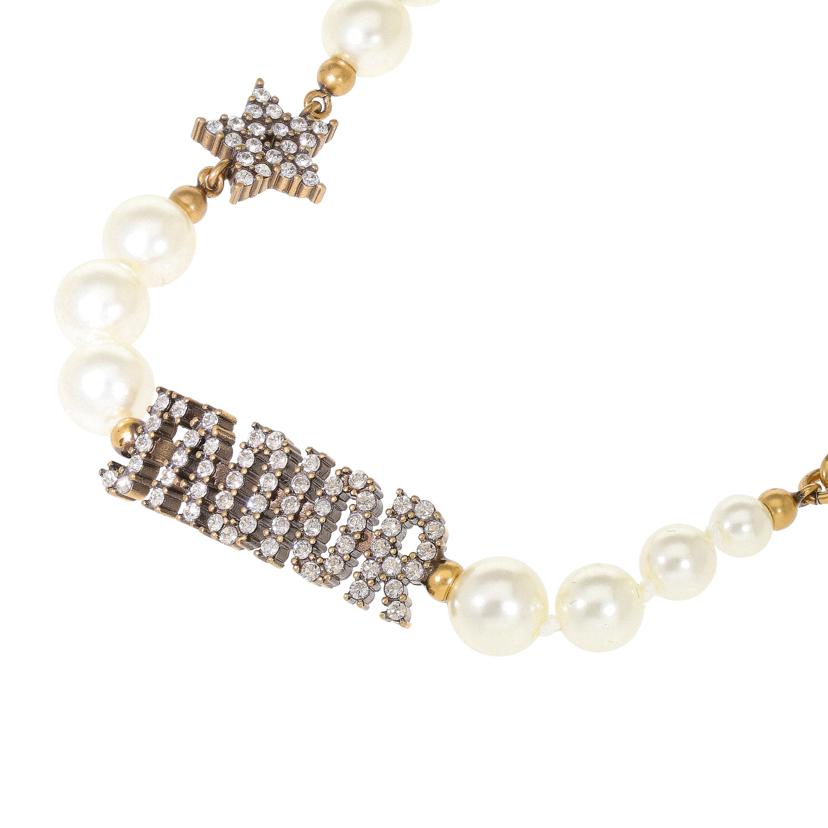 Dior ディオール/ラインストーン/フェイクパールチョーカーネックレス//Aランク/91