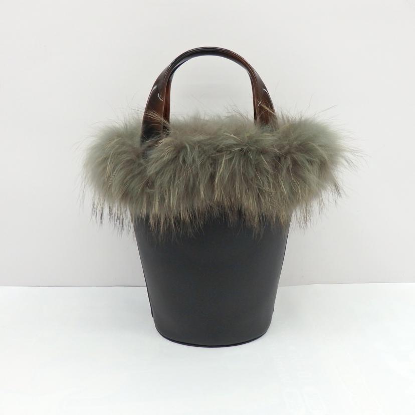 VIOLAd'ORO ヴィオラドーロ/ファー×レザーハンドバッグ//Aランク/77