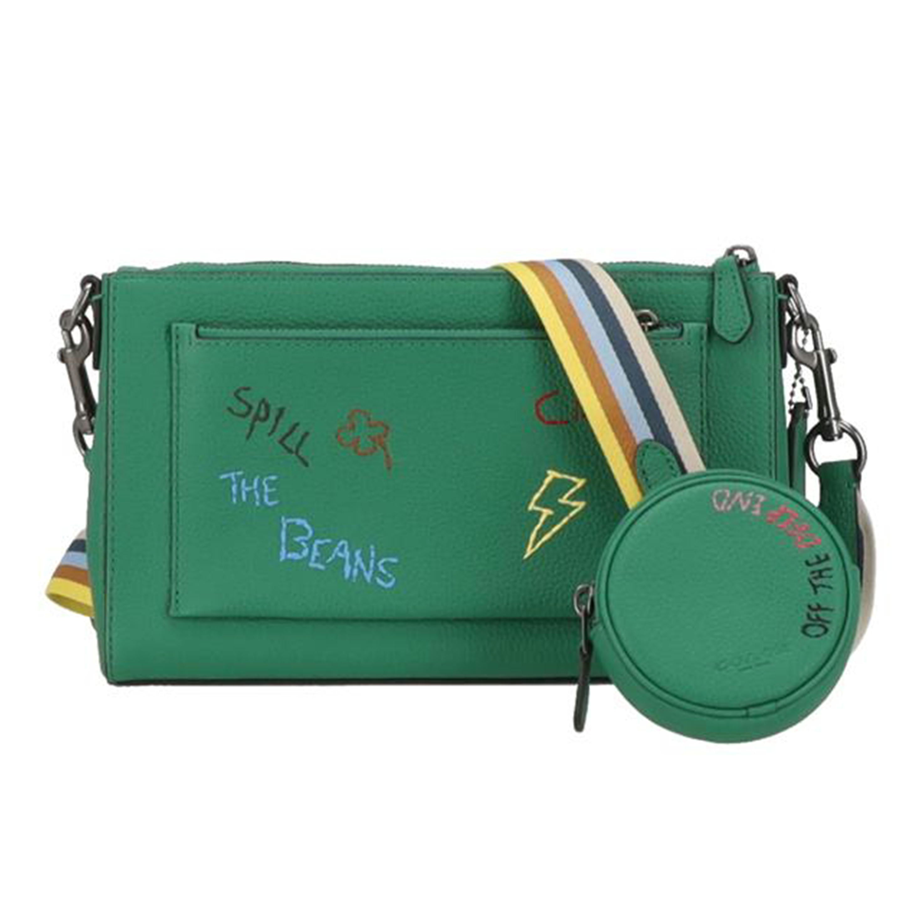 極美品✨ コーチ トラック ウエストポーチ カラーブロック レザー ロゴ 緑 公式】コーチアウトレット | トラック パック・カラーブロック