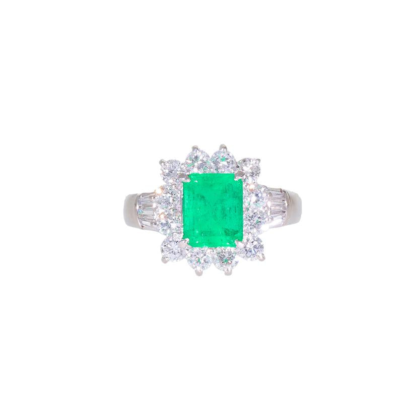 PT900エメラルドダイヤリング1.42/D1.22ct//ABランク/59