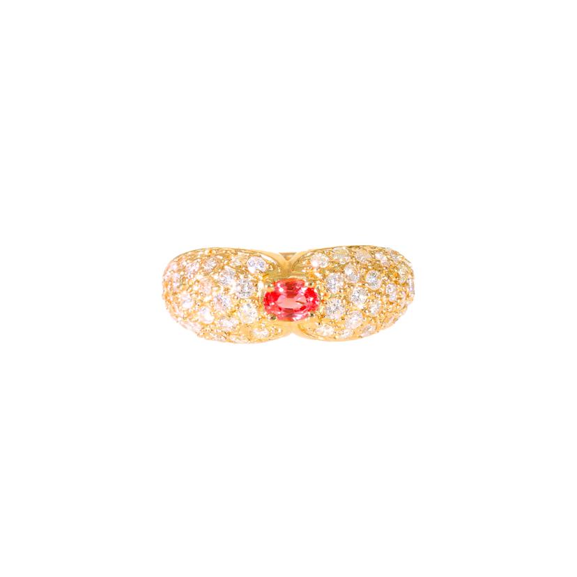 K18パパラチアサファイアダイヤリング0.345/D1.00ct//Aランク/59