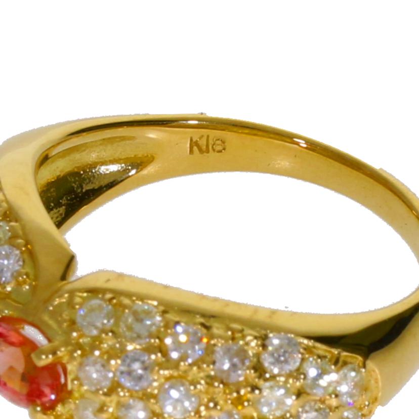 K18パパラチアサファイアダイヤリング0.345/D1.00ct//Aランク/59