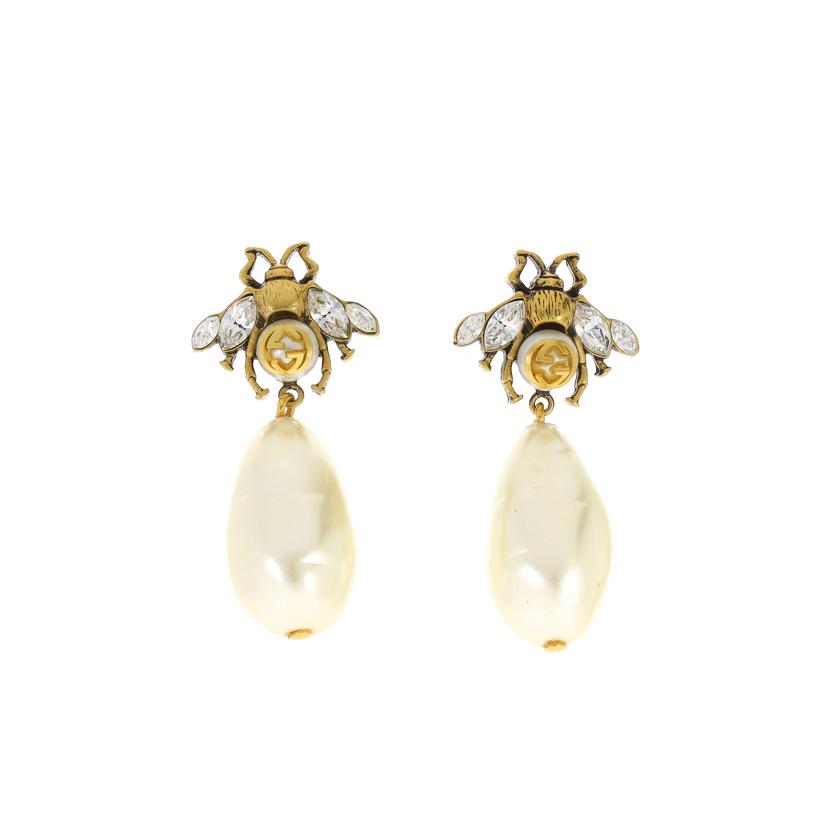 GUCCI グッチ/Bee インターロッキングフェイクパールピアス//ABランク/91