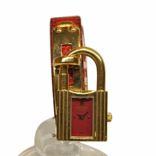 HERMES エルメス/ケリーウォッチリザードベルトレッド/QZ/KE1.201//848***/Bランク/92