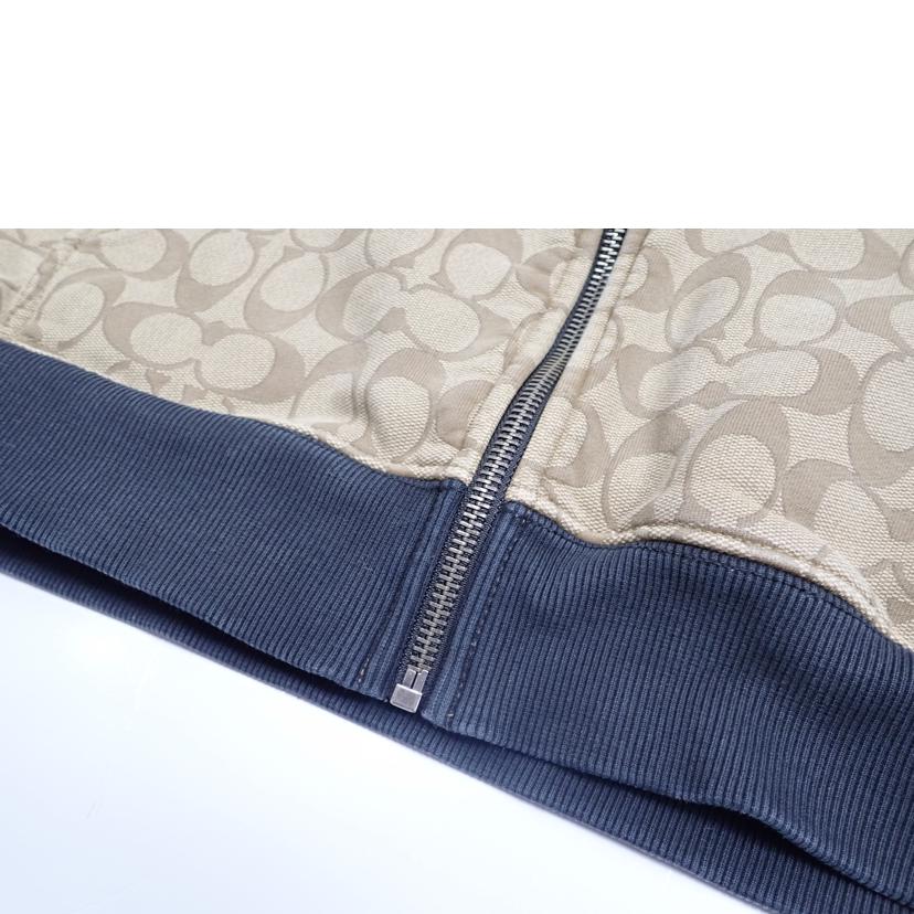 COACH コーチ/★COACHシグネチャー総柄ロゴレザーパッチコットンジップアップパーカー/6514//L/Cランク/62