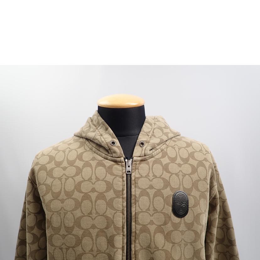 COACH コーチ/★COACHシグネチャー総柄ロゴレザーパッチコットンジップアップパーカー/6514//L/Cランク/62