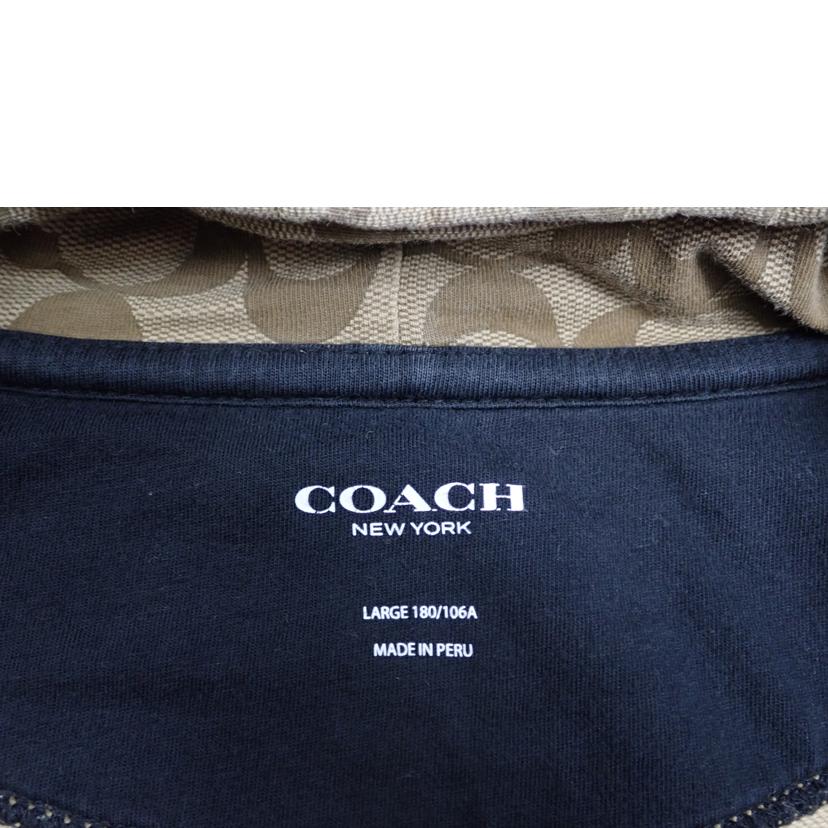COACH コーチ/★COACHシグネチャー総柄ロゴレザーパッチコットンジップアップパーカー/6514//L/Cランク/62