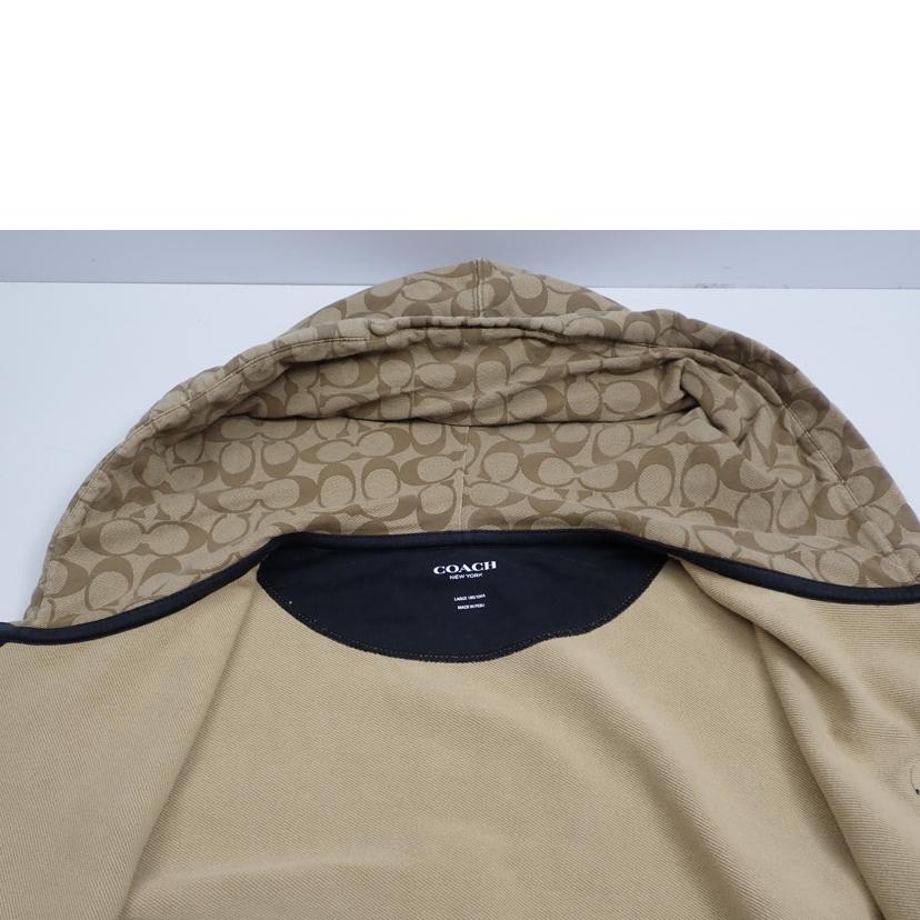 COACH コーチ/★COACHシグネチャー総柄ロゴレザーパッチコットンジップアップパーカー/6514//L/Cランク/62