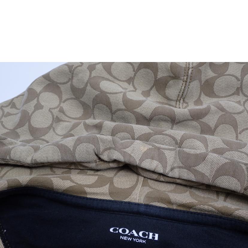 COACH コーチ/★COACHシグネチャー総柄ロゴレザーパッチコットンジップアップパーカー/6514//L/Cランク/62