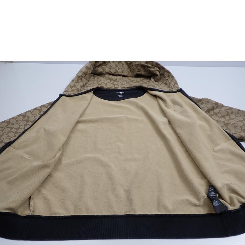 COACH コーチ/★COACHシグネチャー総柄ロゴレザーパッチコットンジップアップパーカー/6514//L/Cランク/62