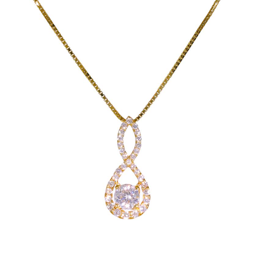 / K18ダイヤネックレス0.517/0.28ct//Aランク/92