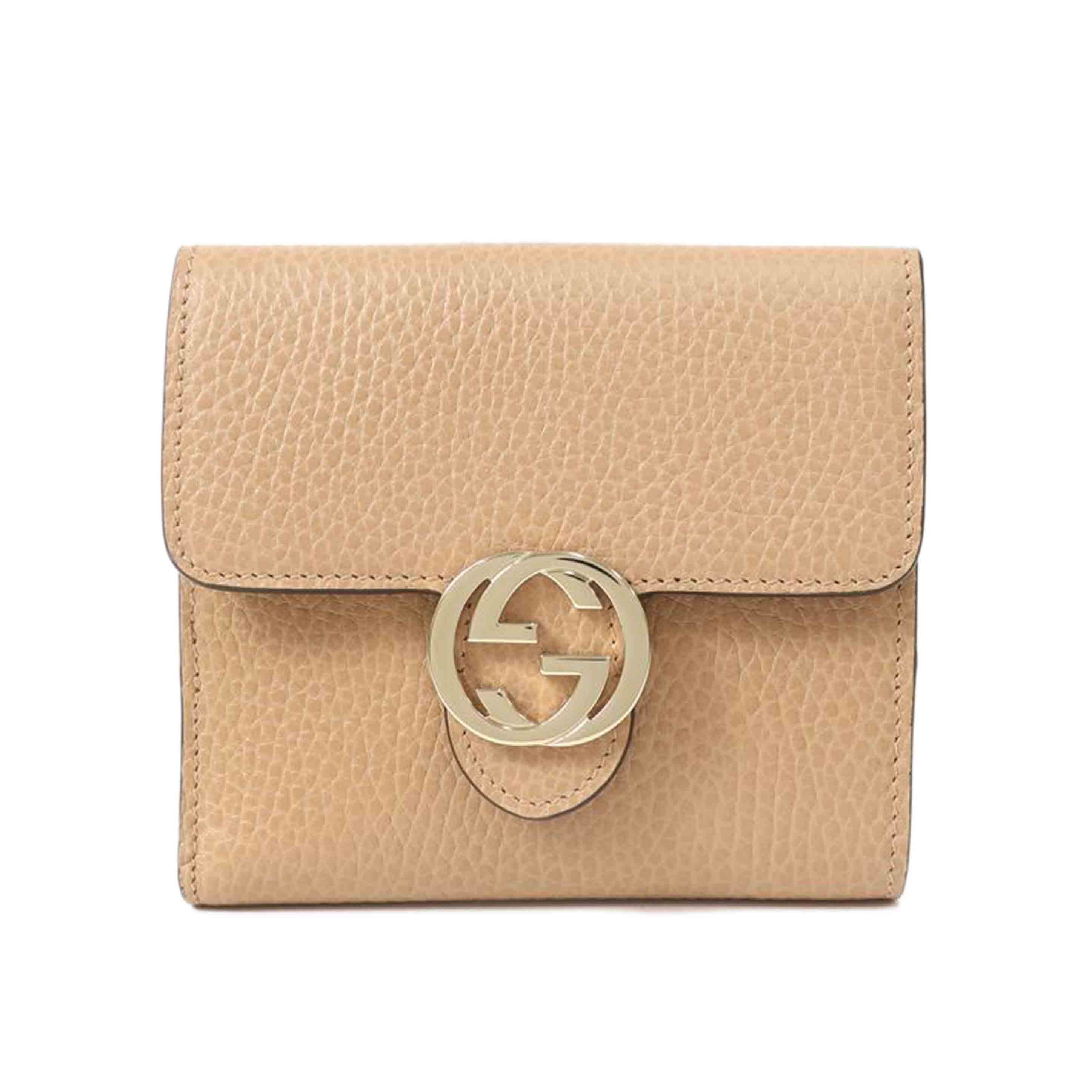 GUCCI グッチ/インターロッキング 二つ折り財布 ベージュ/598167//Aランク/65