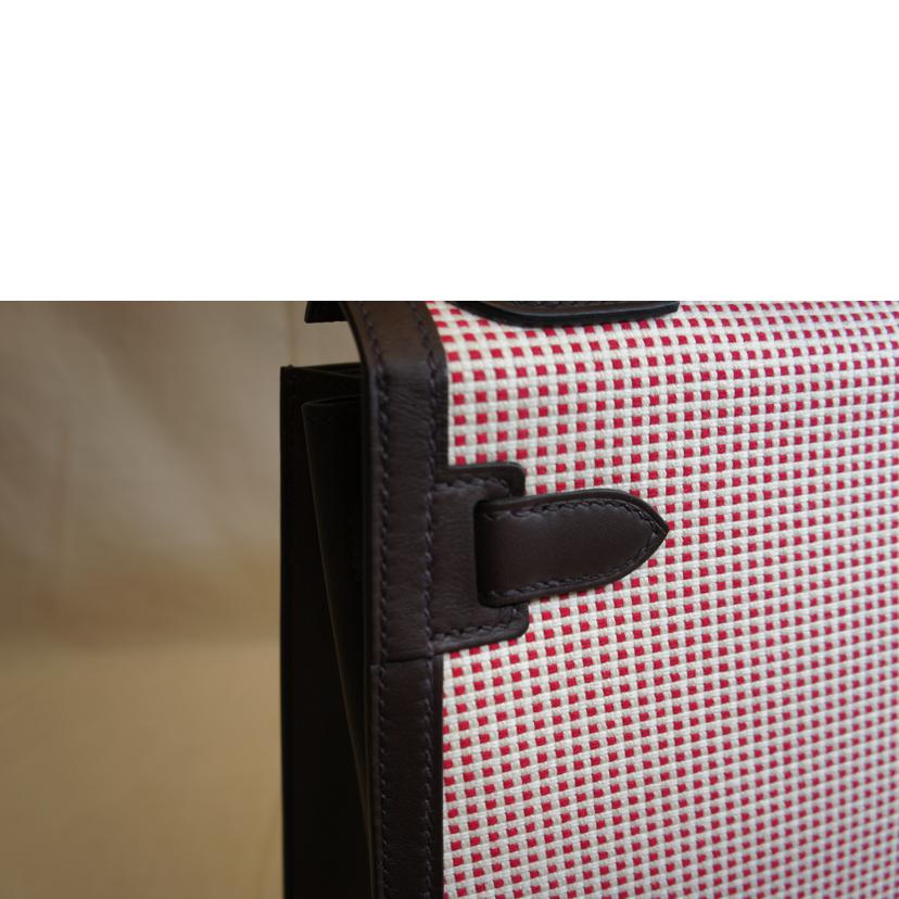 HERMES エルメス 2022年頃製造 シルバー金具 ハンドバッグ 2WAY 肩掛け キャンバス レザー/ケリー28/トワルキャドリーユ/エクリュー×フワンボワーズ//U刻印******/Sランク/75