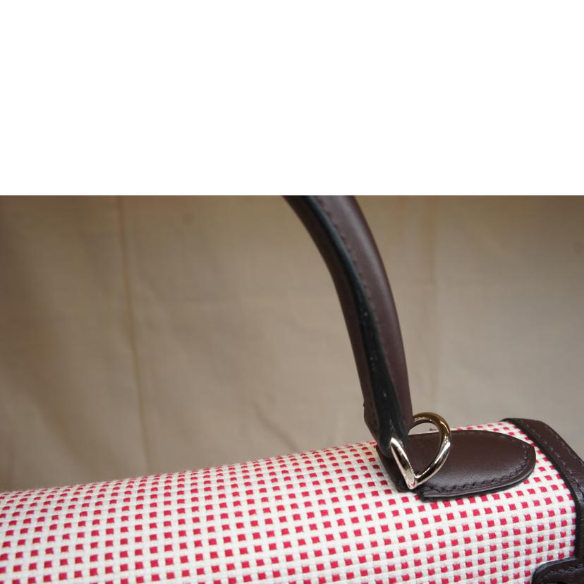 HERMES エルメス 2022年頃製造 シルバー金具 ハンドバッグ 2WAY 肩掛け キャンバス レザー/ケリー28/トワルキャドリーユ/エクリュー×フワンボワーズ//U刻印******/Sランク/75