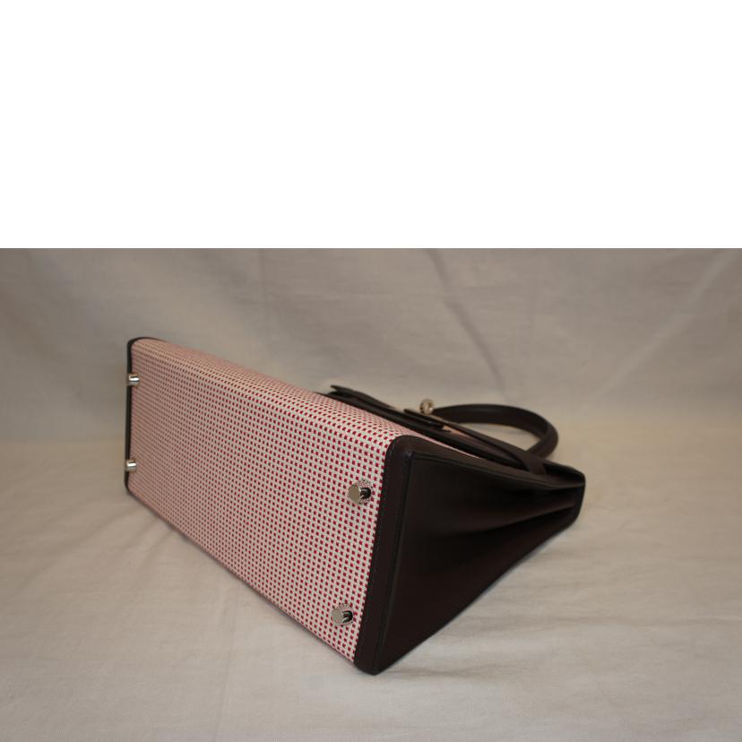 HERMES エルメス 2022年頃製造 シルバー金具 ハンドバッグ 2WAY 肩掛け キャンバス レザー/ケリー28/トワルキャドリーユ/エクリュー×フワンボワーズ//U刻印******/Sランク/75