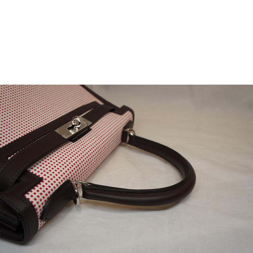 HERMES エルメス 2022年頃製造 シルバー金具 ハンドバッグ 2WAY 肩掛け キャンバス レザー/ケリー28/トワルキャドリーユ/エクリュー×フワンボワーズ//U刻印******/Sランク/75
