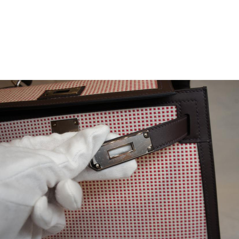 HERMES エルメス 2022年頃製造 シルバー金具 ハンドバッグ 2WAY 肩掛け キャンバス レザー/ケリー28/トワルキャドリーユ/エクリュー×フワンボワーズ//U刻印******/Sランク/75