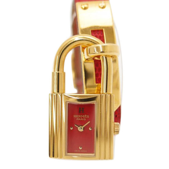 HERMES エルメス/腕時計 GP レッド文字盤/ケリーウォッチ/レディース/クオーツ/社外ベルト/KE1.201/854***/レディース時計/Aランク/69【中古】